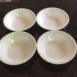 4 Corelle White Swirl Enhancements 22oz Bowls'